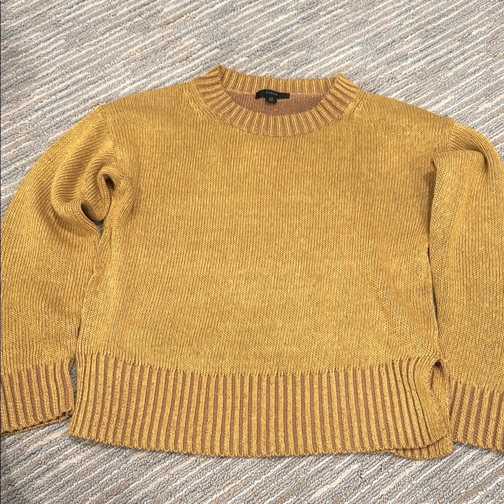 J. Crew Yellow Crew Neck Sweater with Ribbed Detailing